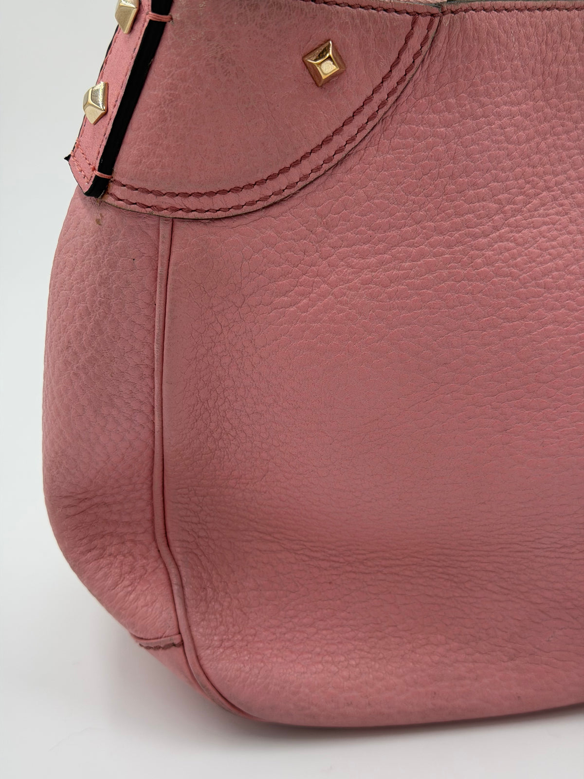 Gucci Pink Leather Bamboo Top Handle Bag
