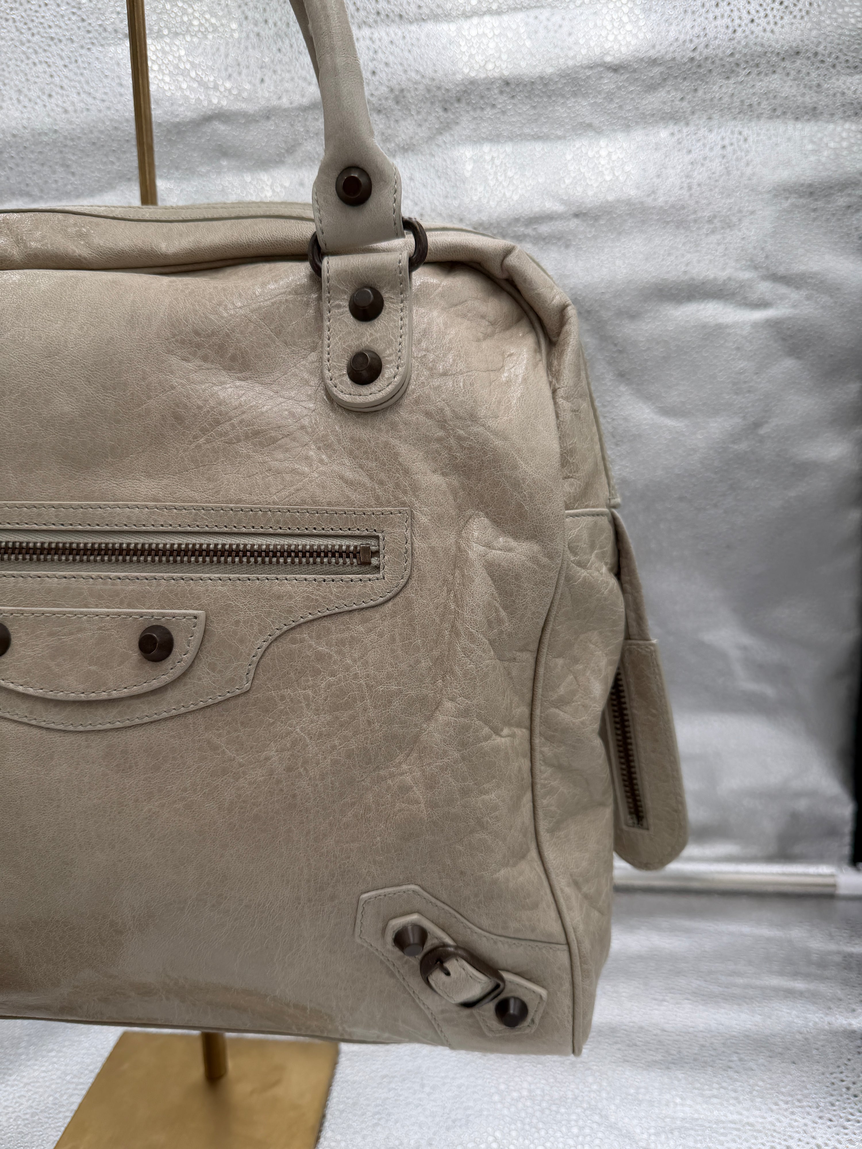 Balenciaga Motocross Classic Lambskin Bowling Bag