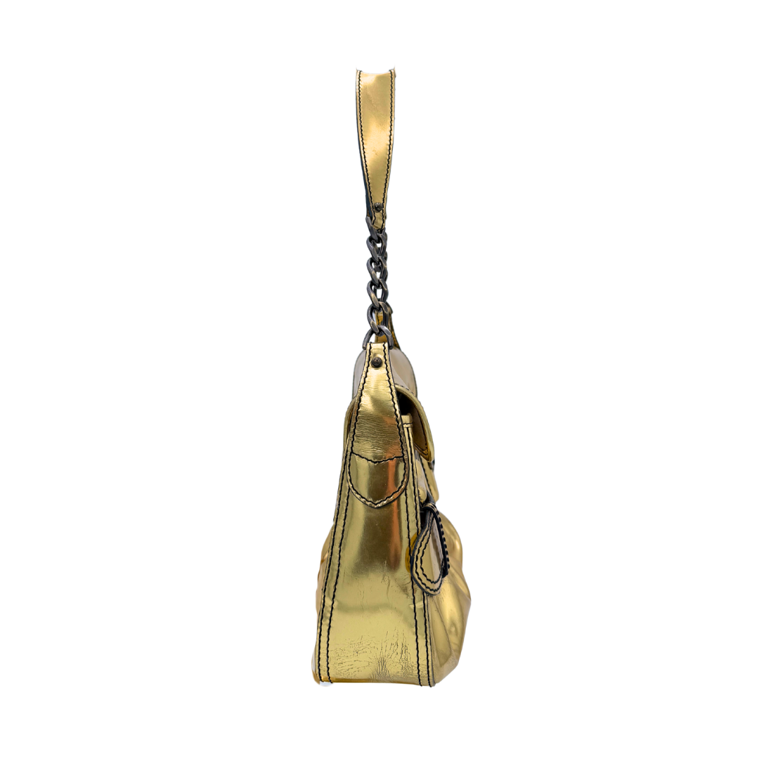 Fendi Gold Metalic B. Bis Buckle Bag