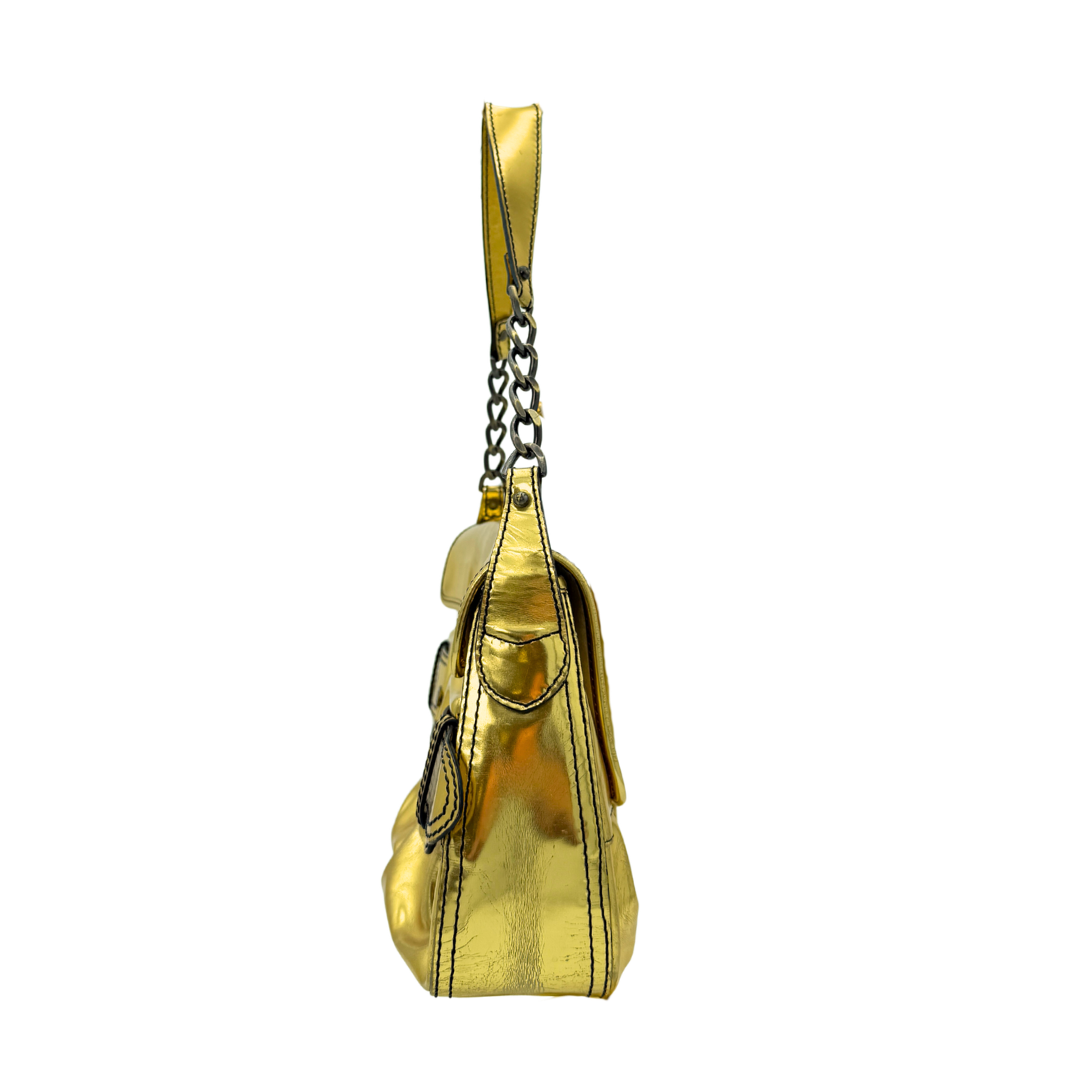 Fendi Gold Metalic B. Bis Buckle Bag
