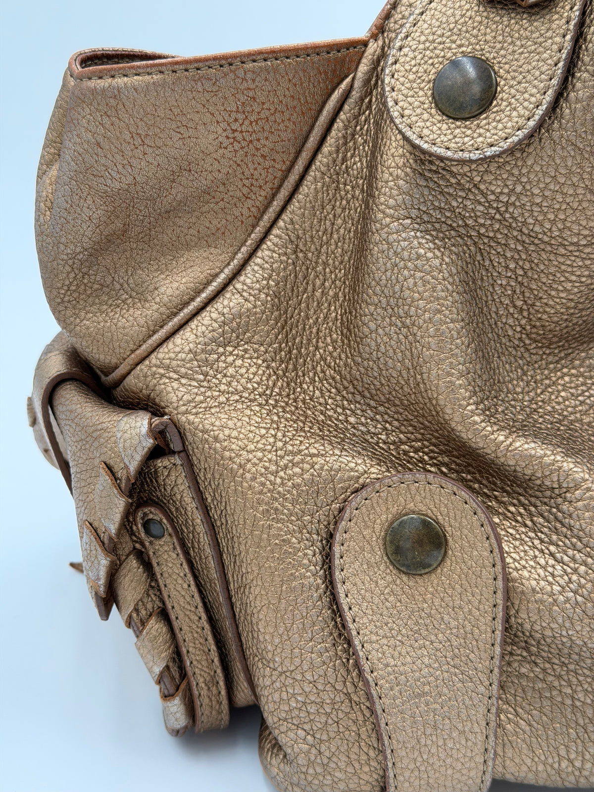 Chloé Metallic Bronze Leather Silverado Bag