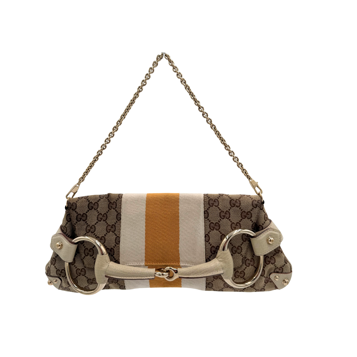 Gucci Monogram Horsebit Chain Clutch Bag