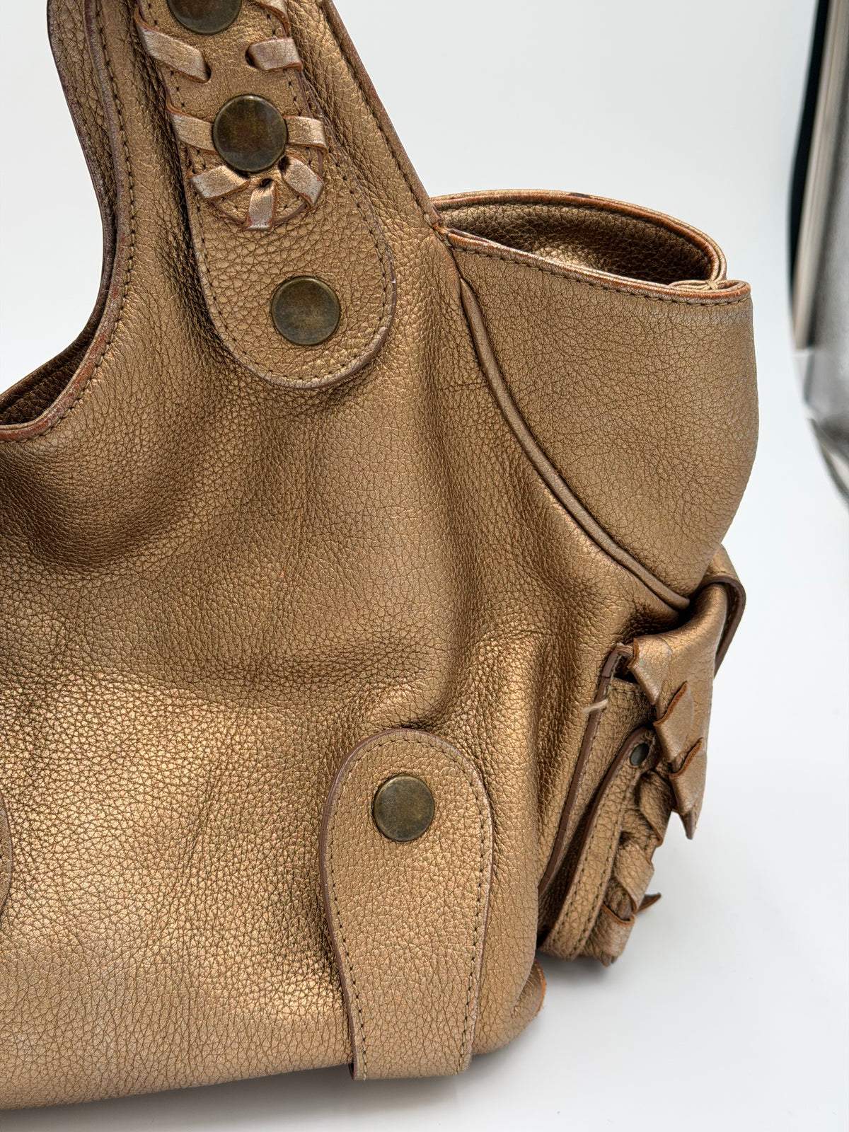 Chloé Metallic Bronze Leather Silverado Bag