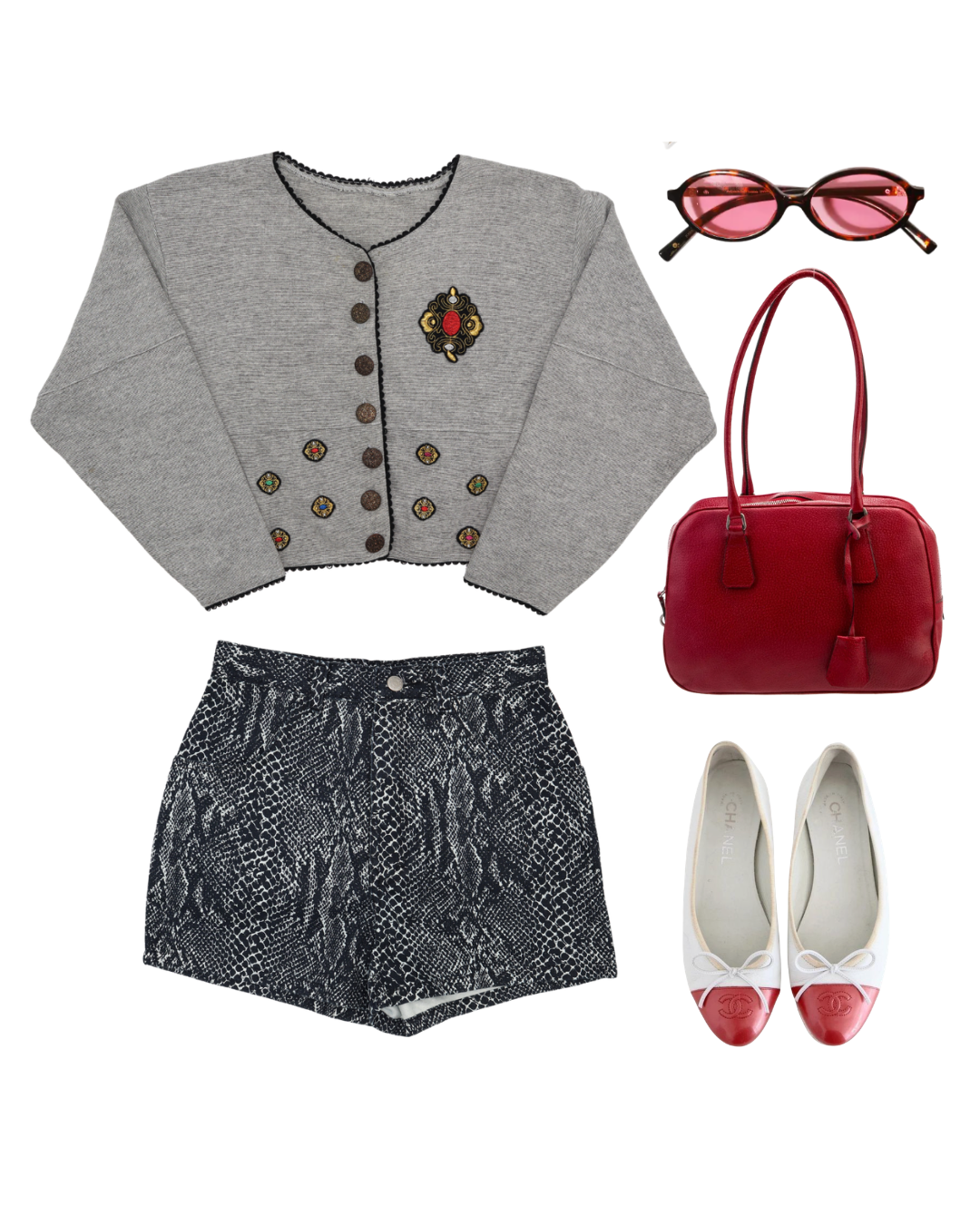 Static Snakeskin Denim Print Shorts