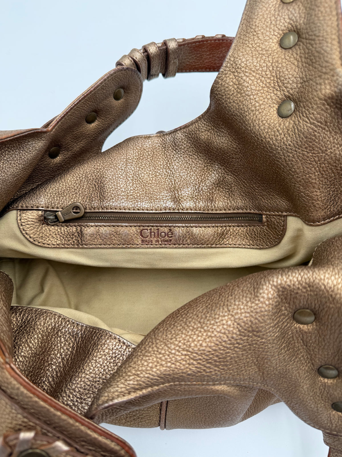 Chloé Metallic Bronze Leather Silverado Bag