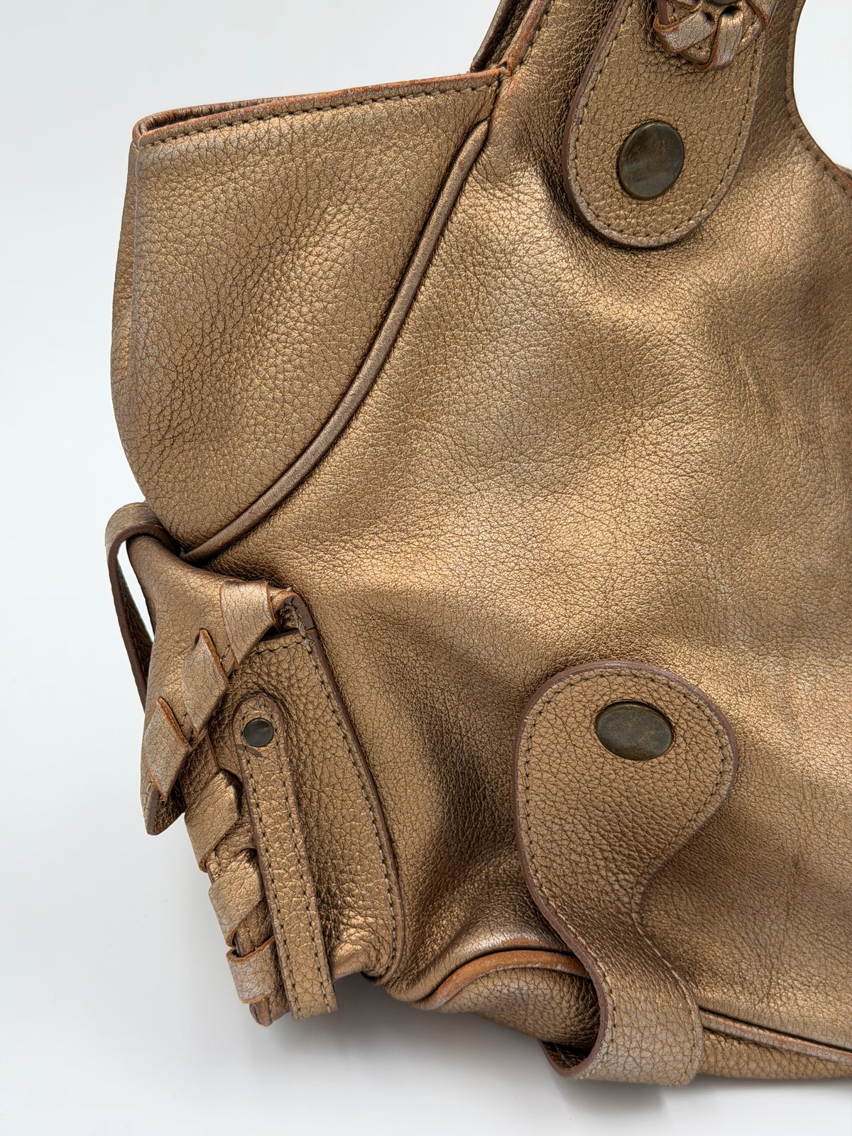 Chloé Metallic Bronze Leather Silverado Bag