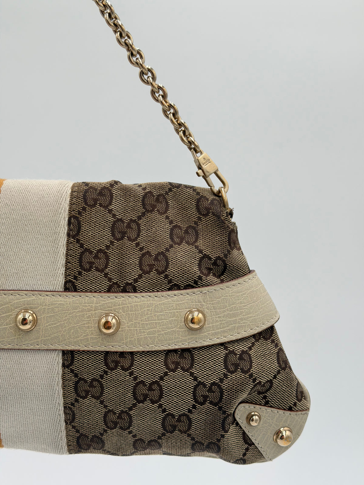 Gucci Monogram Horsebit Chain Clutch Bag