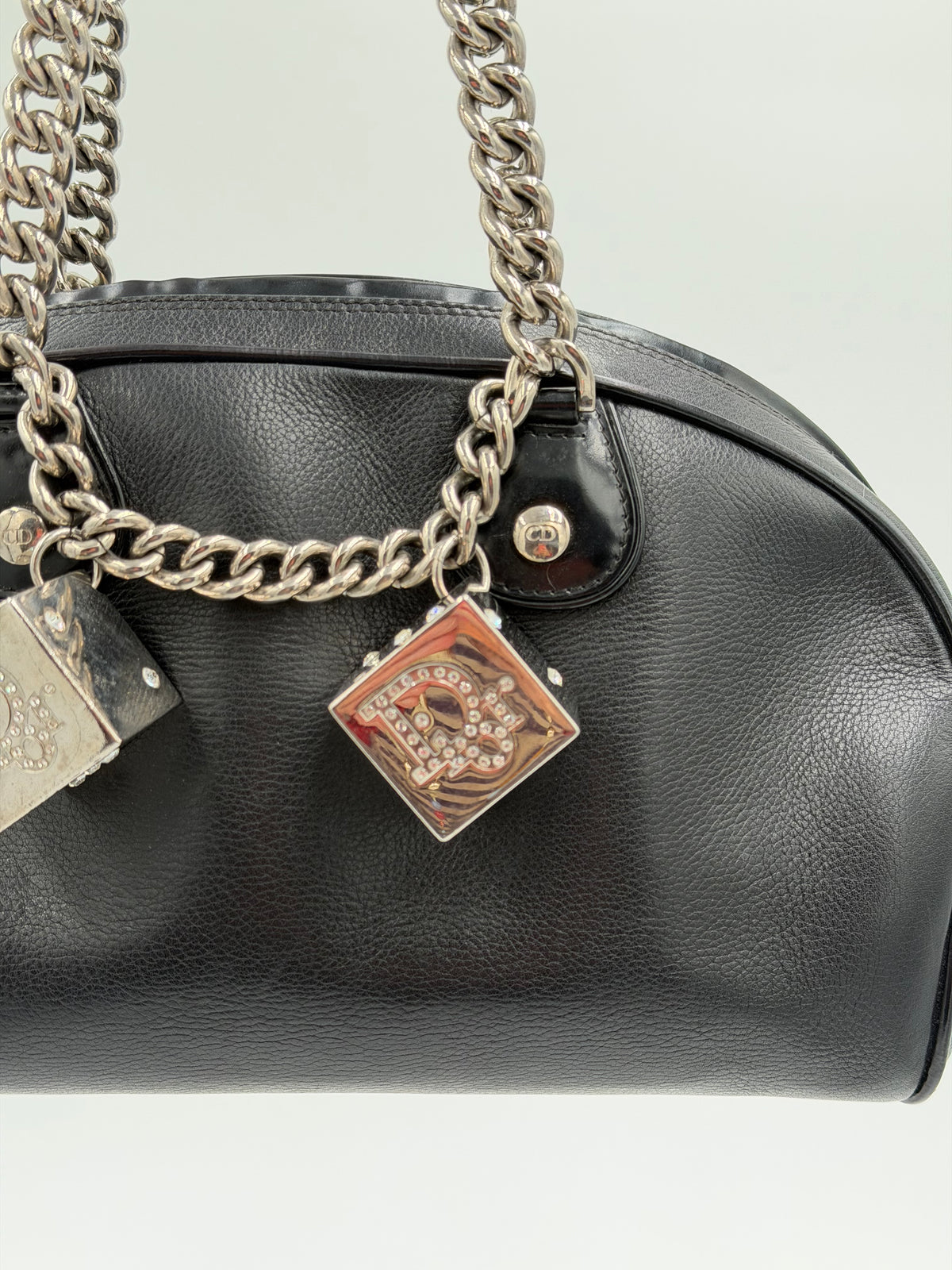 Christian Dior Black Gambler Dice Bowler Bag