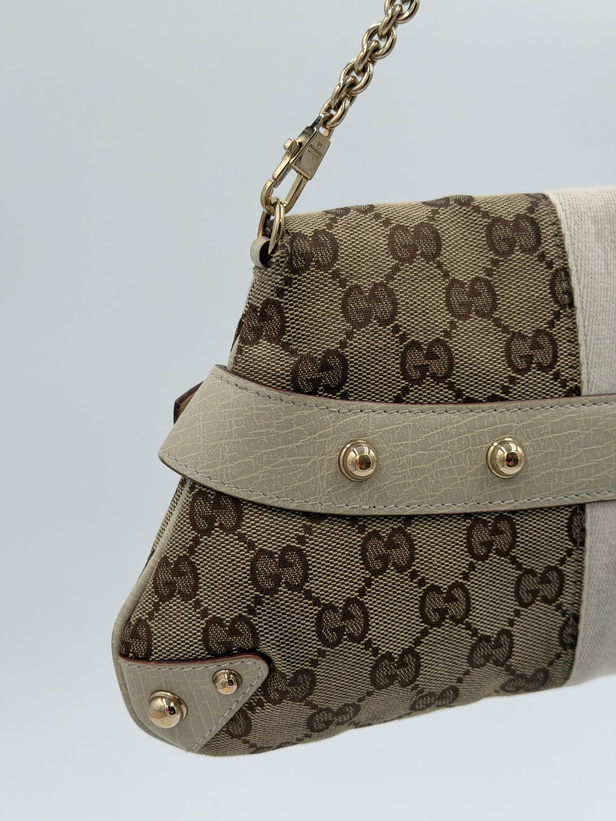 Gucci Monogram Horsebit Chain Clutch Bag