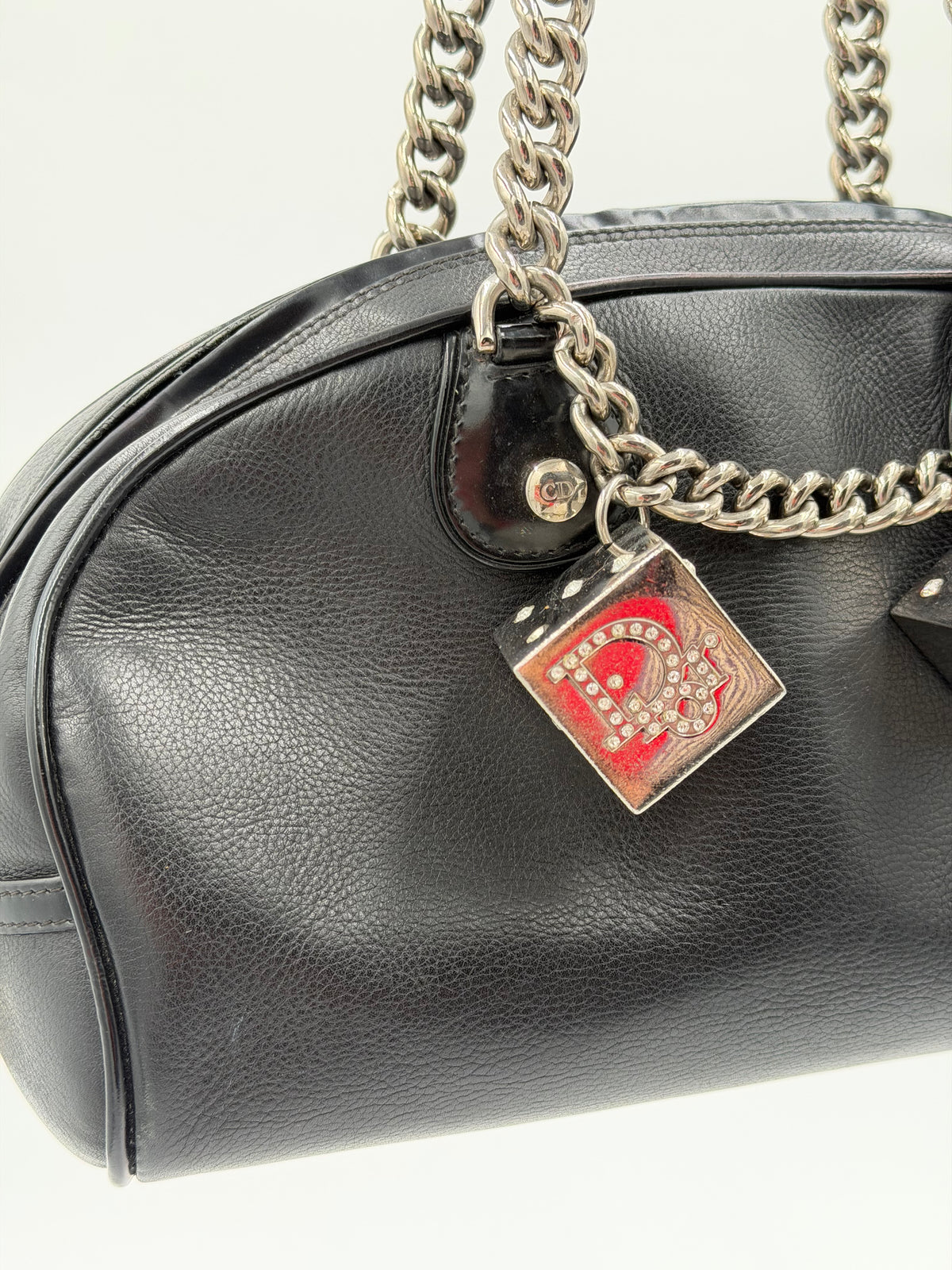 Christian Dior Black Gambler Dice Bowler Bag