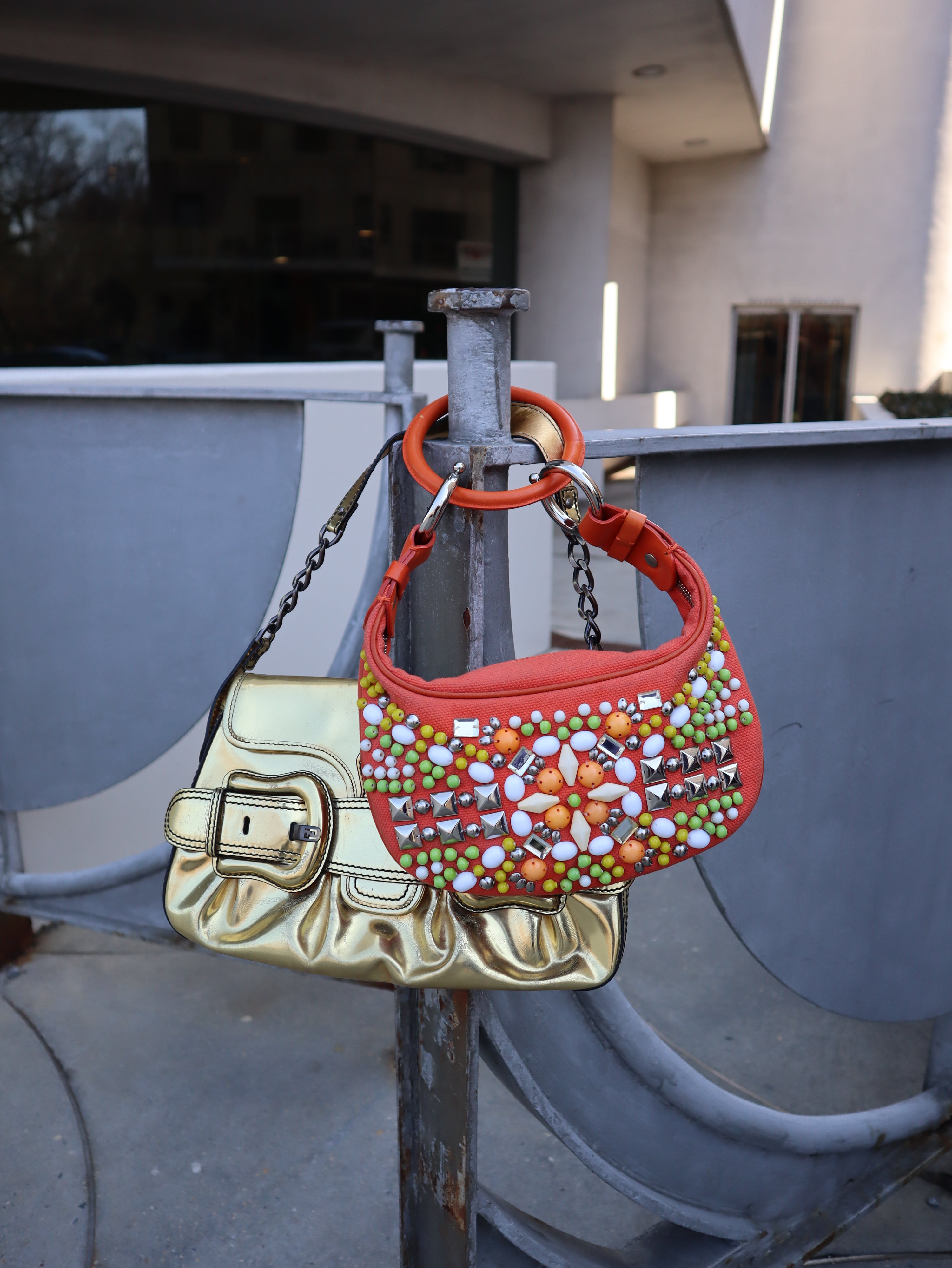 Fendi Gold Metalic B. Bis Buckle Bag