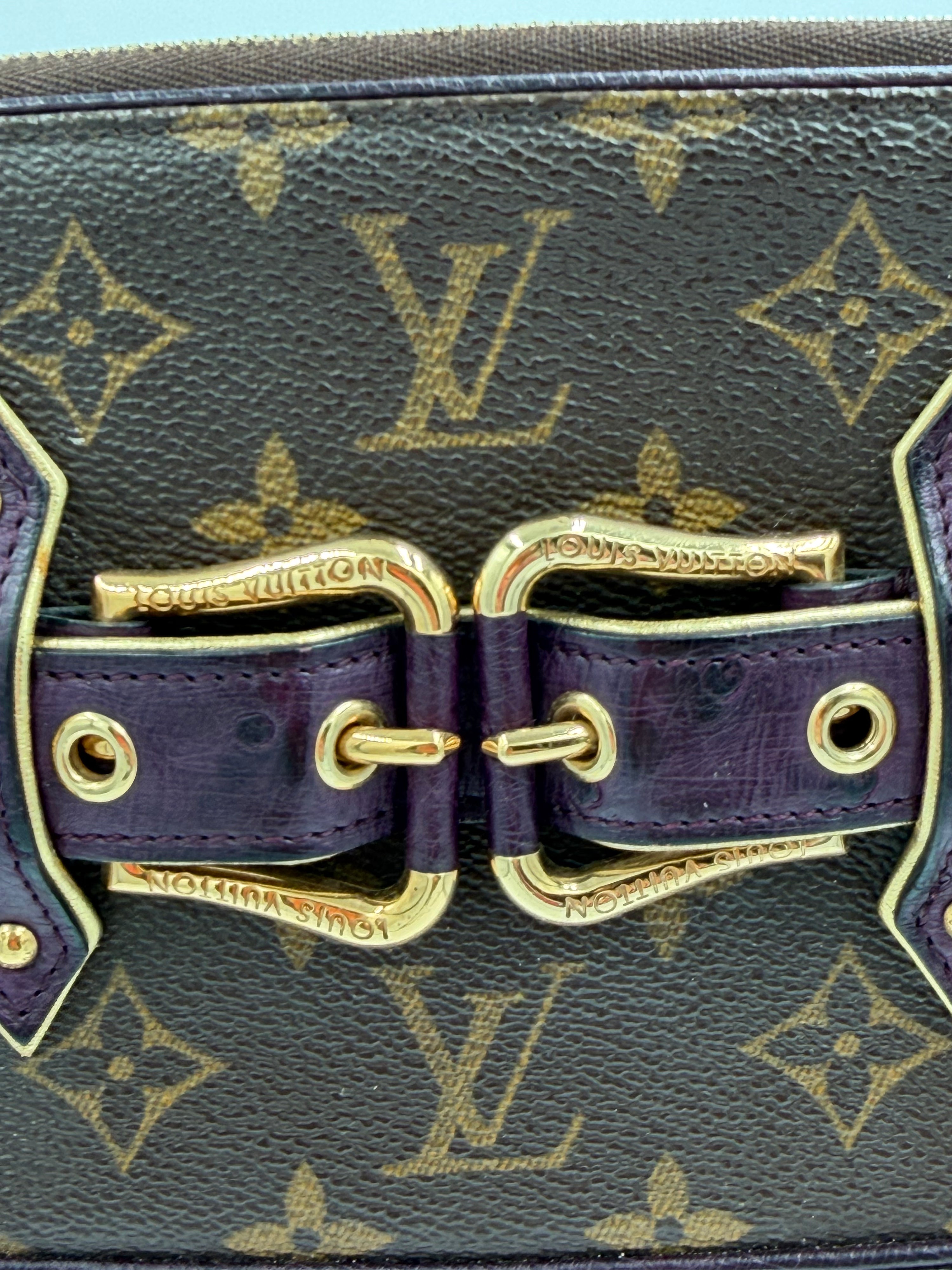 RARE Louis Vuitton Limited Edition Les Extraordinaires Monogram Suede & Ostrich Pochette Bag