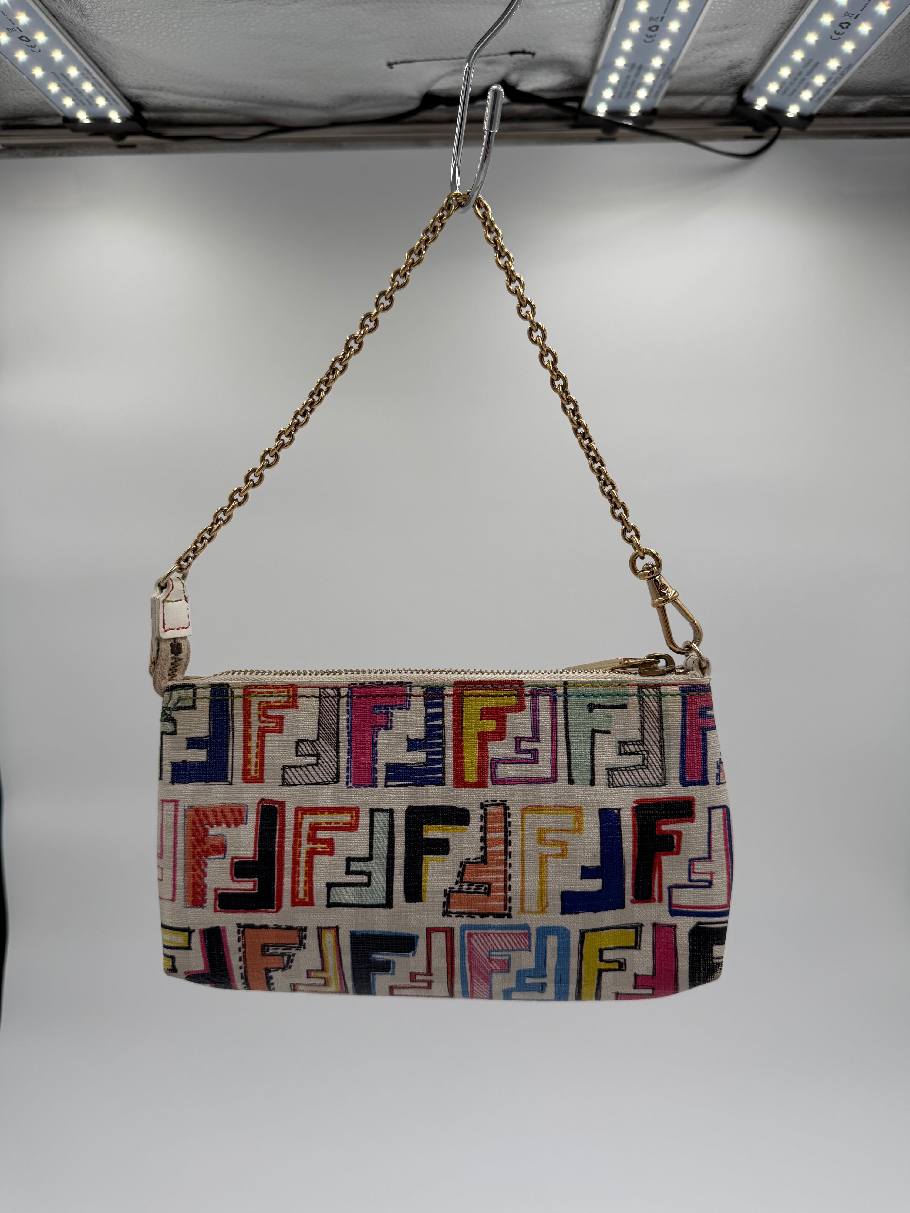 Fendi White Multicolor Zucca Pochette